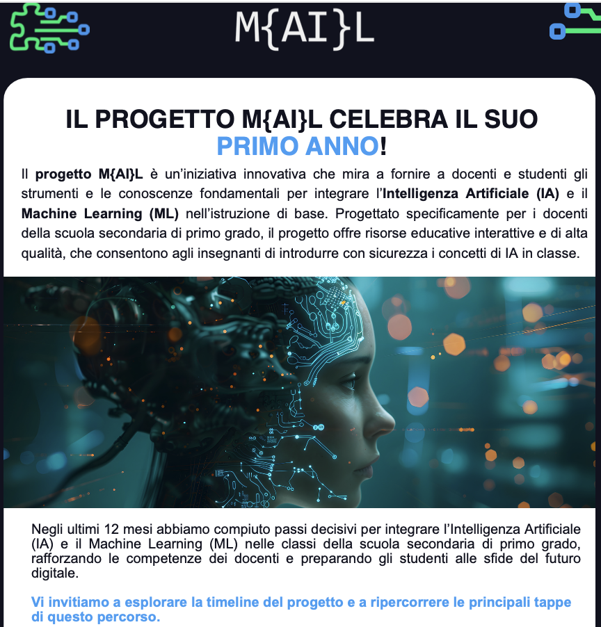 Il progetto Erasmus+ M{AI}L celebra il primo anno: IA e Machine Learning a scuola