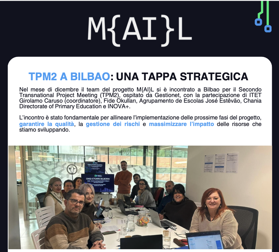 TPM2 a Bilbao e prossimi step: formazione docenti, sperimentazione studenti e community M{AI}L