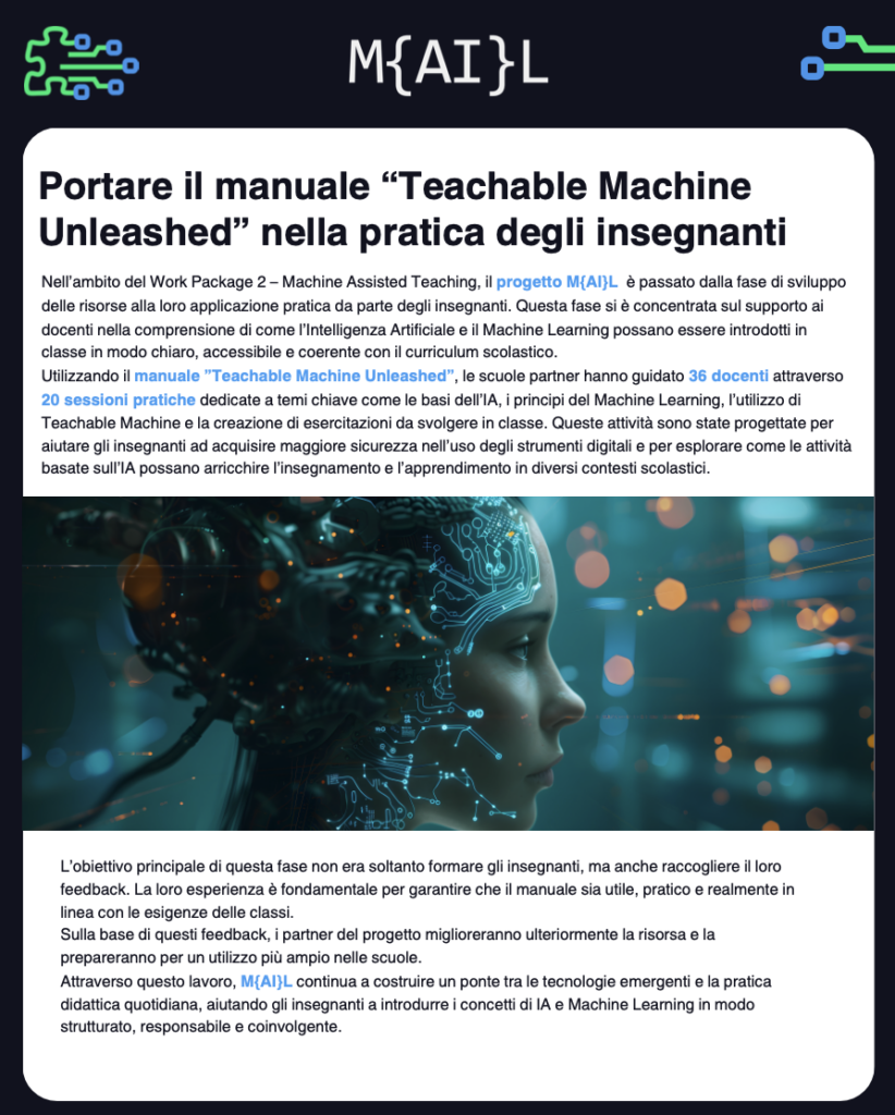 Portare il manuale &ldquo;Teachable Machine Unleashed&rdquo; nella pratica degli insegnanti