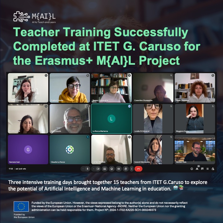 Concluso con successo il corso di formazione docenti del progetto Erasmus+ M{AI}L presso ITET Girolamo Caruso